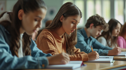 Schülerinnen und Schüler schreiben
