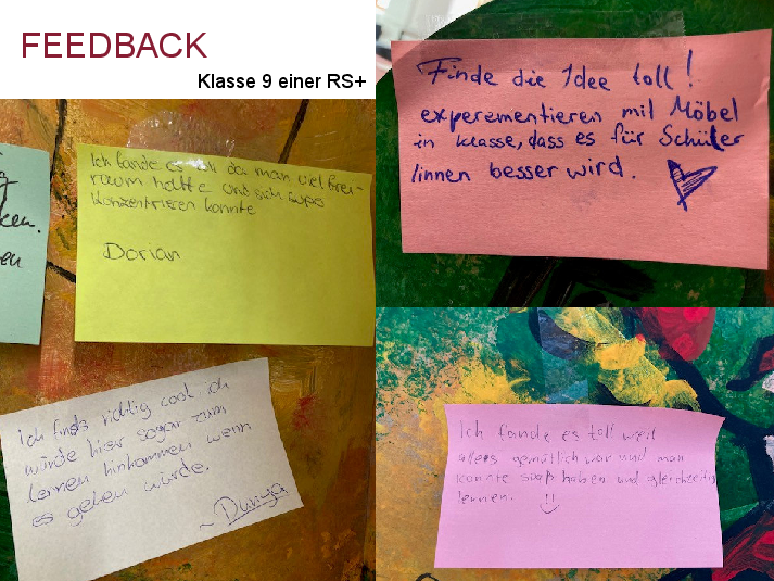 Zettel mit Feedback von Schülerinnen und Schülern
