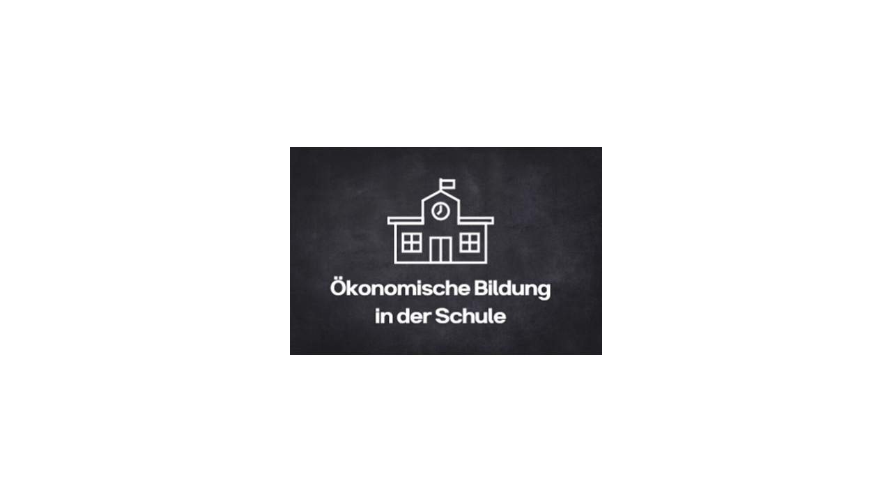 Grafik Ökonomische Bildung in der Schule (Kreide-Schriftzug vor dem Hintergrund einer Schultafel)