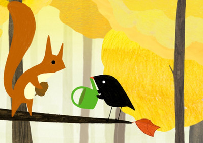 Der kleine Vogel und das Eichhörnchen, Schweiz 2014.