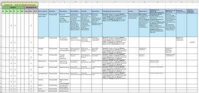 Grafik: Screenshot einer umfangreichen Übersichtstabelle