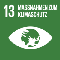 Illustrationsgrafik: Ziel Nr. 13 - Maßnahmen zum Klimaschutz (Weltkugel, Auge)