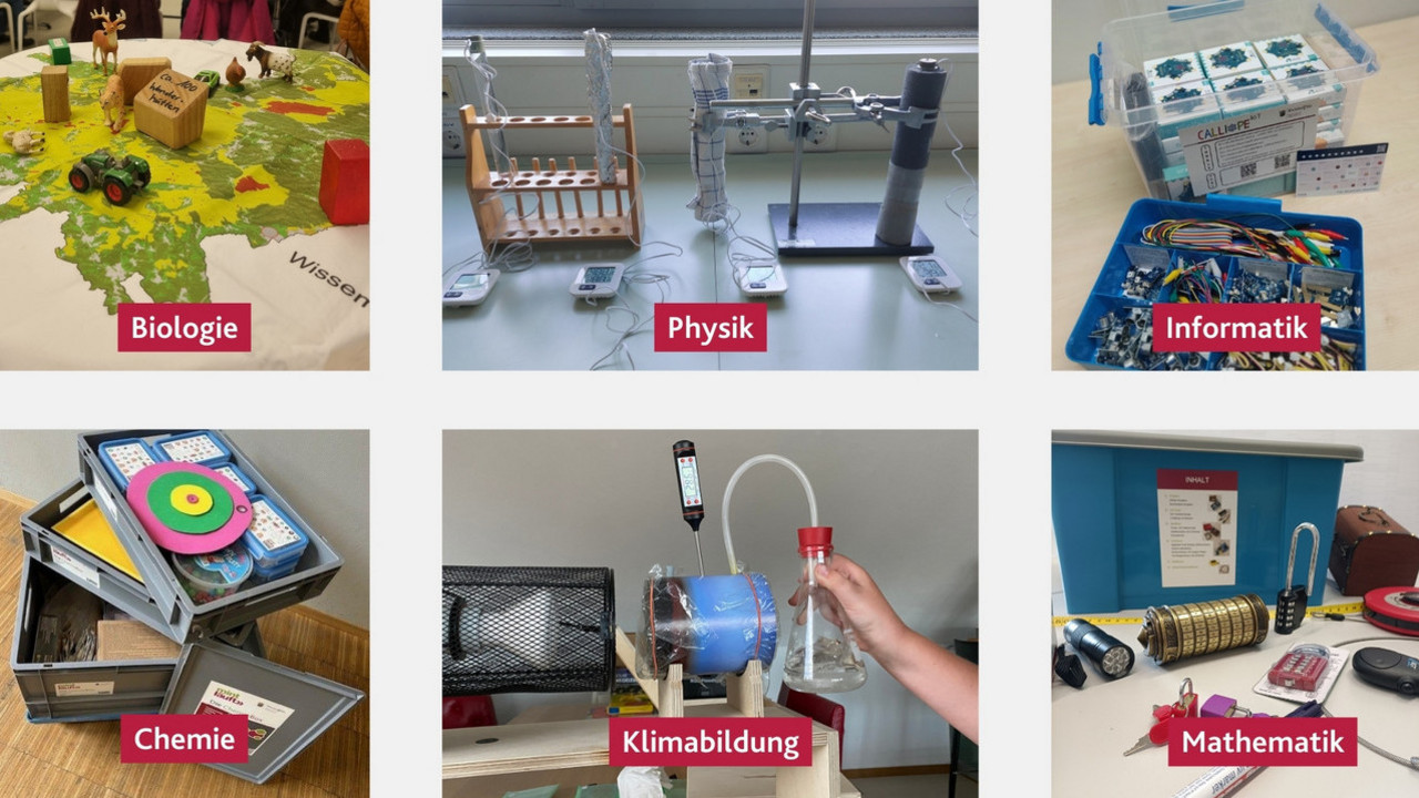Bild zeigt beispielhaft verschiedene Unterrichtssets des MINT-Bereichs