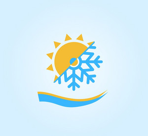 Eine Kugel besteht zur einen Hälfte aus einer Sonne und zur anderen aus einer Schneeflocke