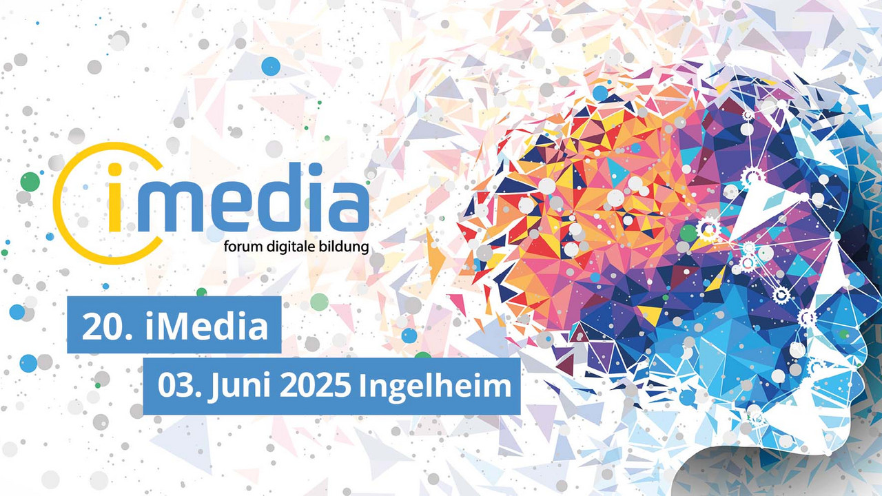 Logo der iMedia 20205 am 3. Juni, illustriert mit kaleidoskopartig verfremdeter Silhouette eines Kopfes