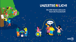 Illustrierende Grafik mit Titel der Veranstaltung und einigen bunten Bildern aktiver Kinder