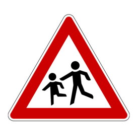 Illustration: Verkehrszeichen 'Achtung, spielende Kinder!'
