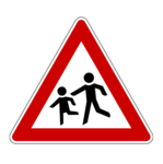 Illustration: Verkehrszeichen 'Achtung, spielende Kinder!'