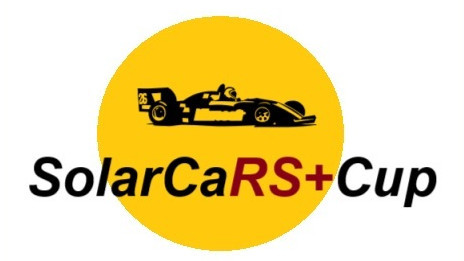 SolarCarRS+Cup Das Bild zeigt das Logo des SolarCaRS+Cups: Eine Rennwagen-Silhouette vor einer Sonne mit dem Schriftzug SolarCaRS+Cup