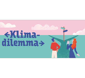 Illustrationsgrafik: zwei Menschen stehen diskutierend an einer Weggabelung