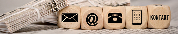 Illustrationsfoto: Scrabble-Würfel zeigen Symbole wie Briefumschlag, Telefon usw.