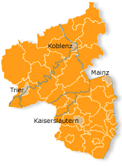 Illustration: abstrakte geografische Karte von Rheinland-Pfalz