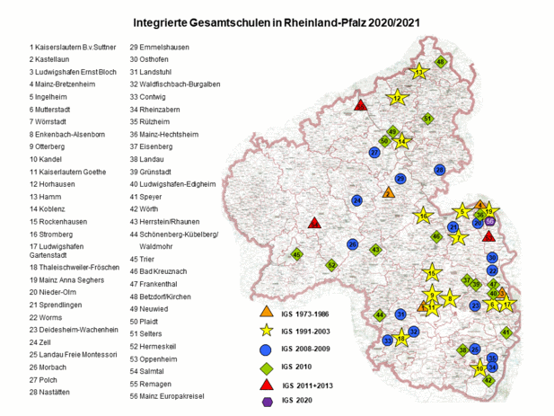 Karte IGS in Rheinland-Pfalz