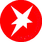 Logo zum Wettbewerb "Jugend forscht" (Weißer Stern auf rotem Grund)