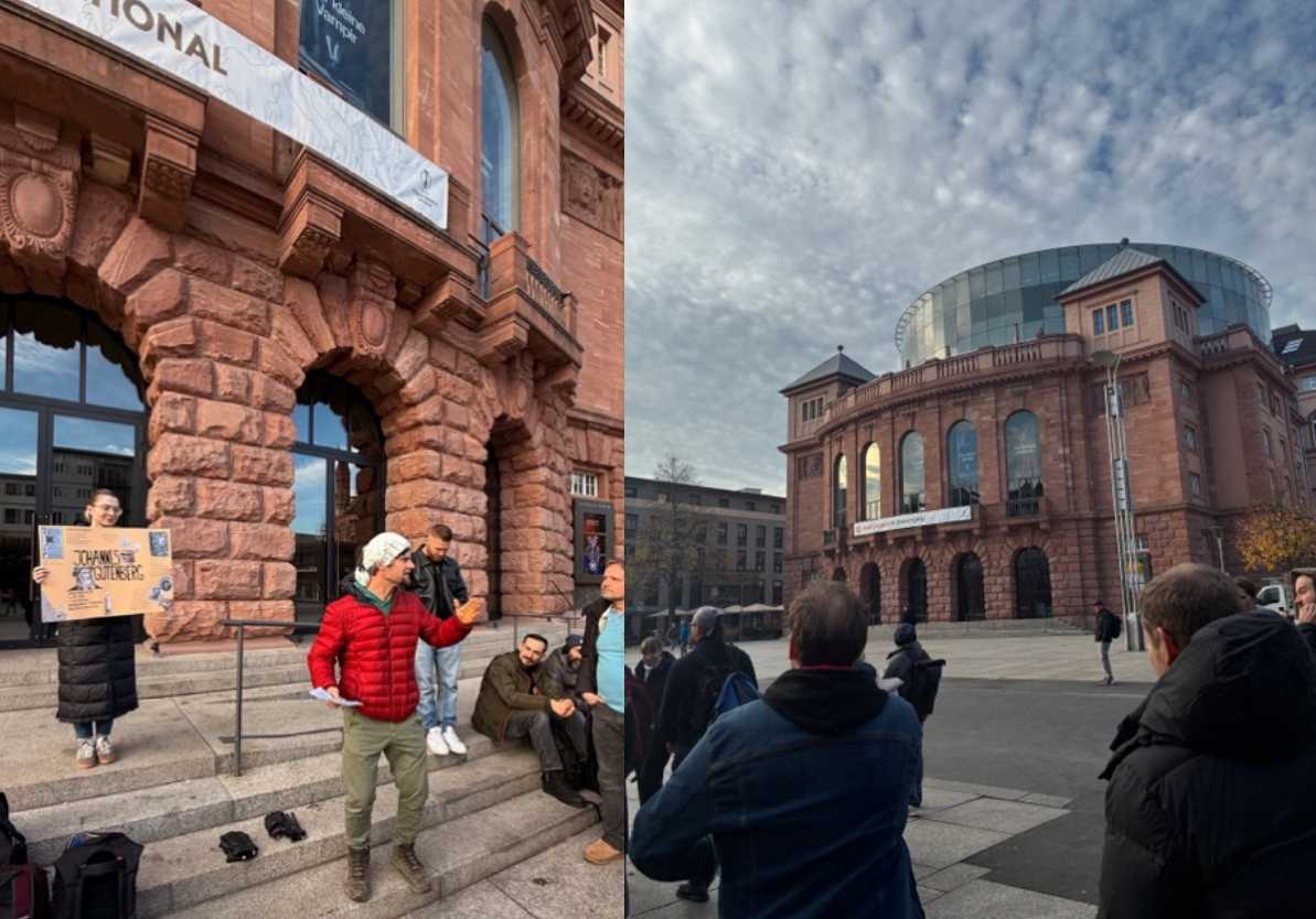 Anwärter vor Mainzer Theater